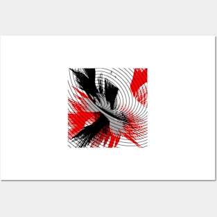 whirlwind abstract red white black grey digital geometric art Posters and Art